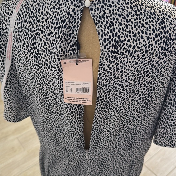 MISSGUIDED Flutter Sleeve Dalmatian Print Midi Dress, Size 14; NWT - Picture 7 of 16